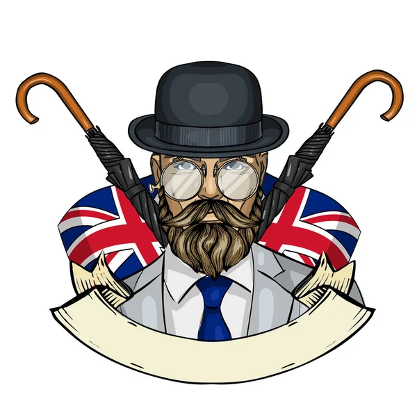 Bosquejo hombre británico — Vector de stock