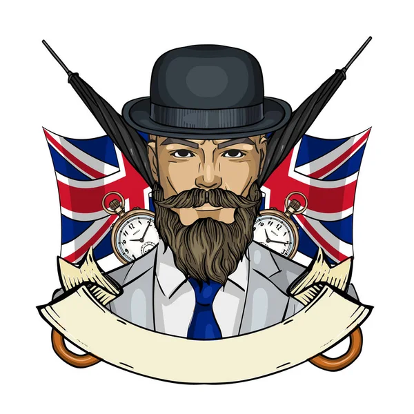 Bosquejo hombre británico — Vector de stock