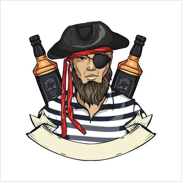 Boceto cara de pirata — Vector de stock