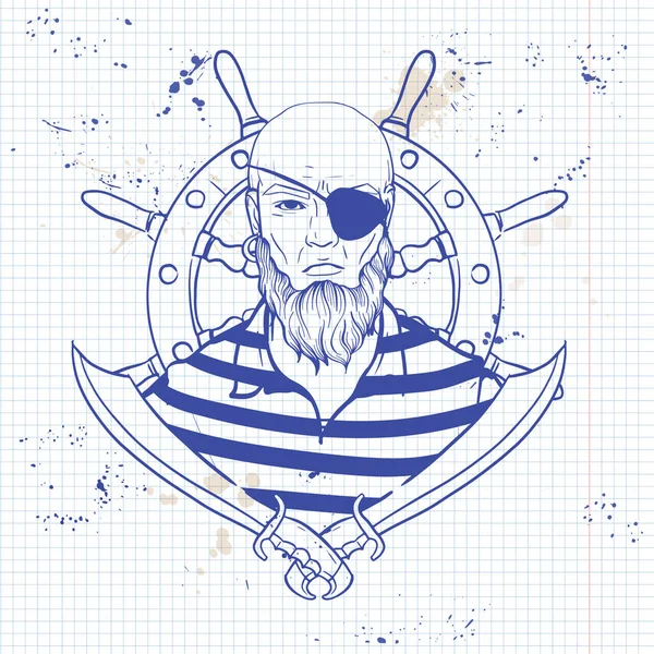 Πρόσωπο πειρατή σκίτσο — Διανυσματικό Αρχείο