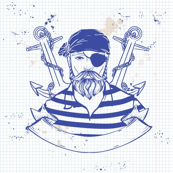 Boceto cara de pirata — Archivo Imágenes Vectoriales