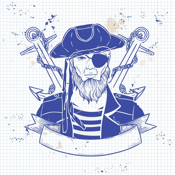 Esboço pirata rosto —  Vetores de Stock