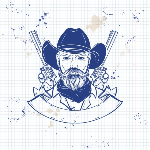 Mão desenhado esboço cowboy — Vetor de Stock