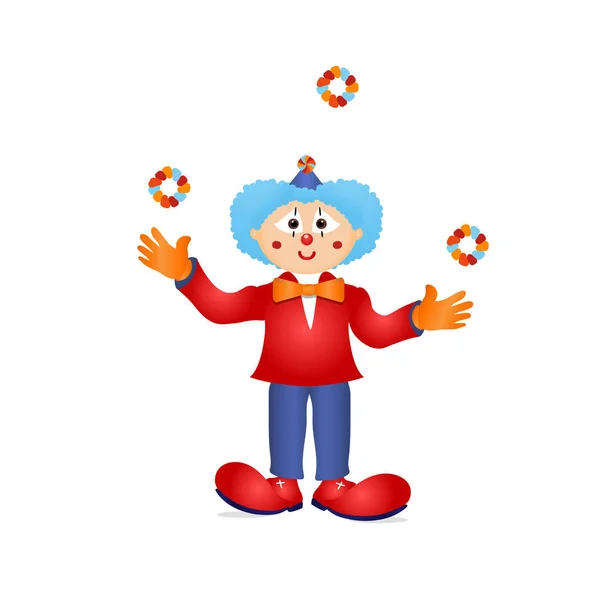 Personaje colorido payaso disfraz de circo — Vector de stock