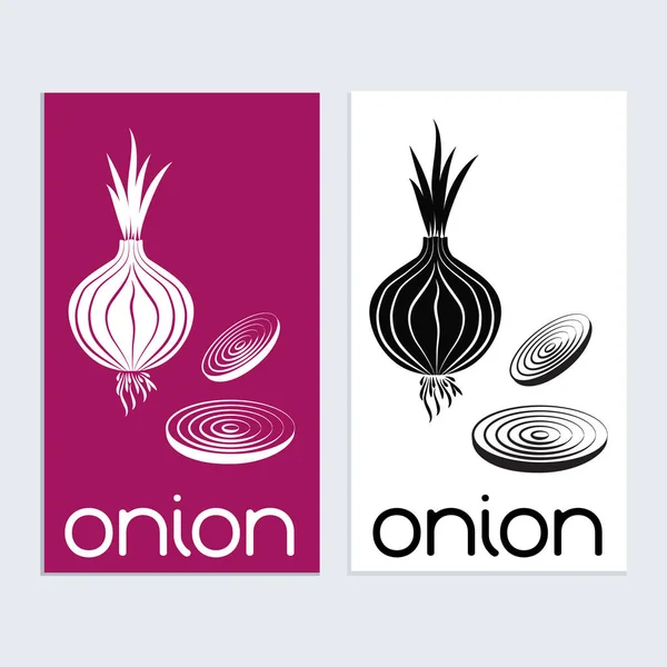 Oignon logo icône signe tamplat. Silouhette d'oignon rouge — Image vectorielle