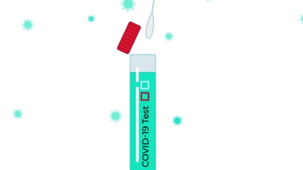 Типи Аналізів Коронавірус Анімація Тестова Трубка Кров Ватним Тампоном Набору — стокове відео