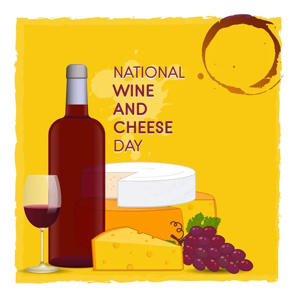 National Wine and Cheese Day vektorová ilustrace. — Stockový vektor