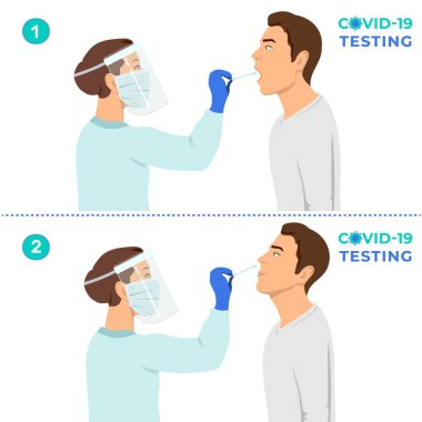 Coronavirus testi bir tıp uzmanı, doktor ya da hemşire tarafından gerçekleştirildi. Hasta Corona testi yaptırıyor..