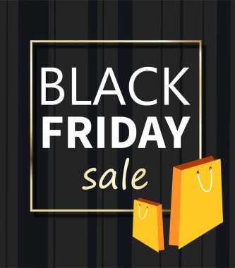 Siyah Cuma satış soyut promosyon posteri ile alışveriş torbaları. 