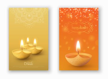 Mutlu Diwali kartları kandil ve geleneksel mandala bilmece ile