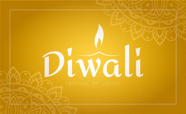 Gelbes Diwali-Plakat für Lichterfest. — Stockvektor