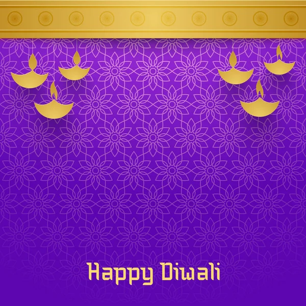 Lila Happy Diwali bakgrund för Festival av ljus. — Stock vektor
