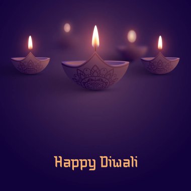 Kandil ile mor mutlu bayramlar tebrik kartı.