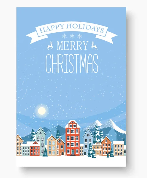 Merry Christmas and happy holidays greeting card. — Stock Vector