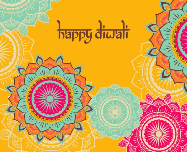 전통적인 장식으로 행복 한 디 왈 리의 힌두 축제 카드. — 스톡 벡터