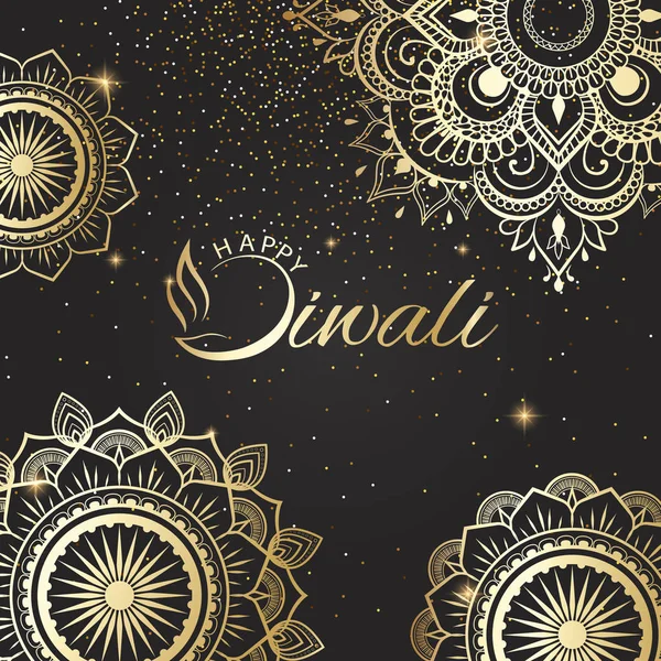 Boldog Diwali Hindu ünnepi kártya arany hagyományos dísz — Stock Vector