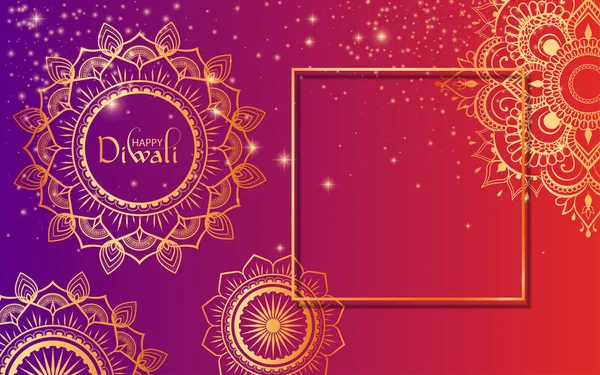 Carta gradiente felice Diwali indù con ornamenti tradizionali dorati — Vettoriale Stock