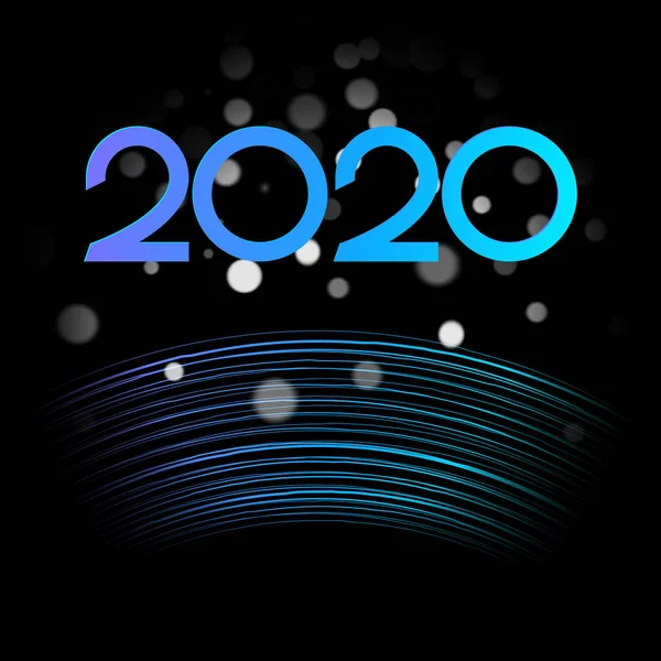 Absztrakt boldog új év 2020 kártya-val kék számok. — Stock Vector