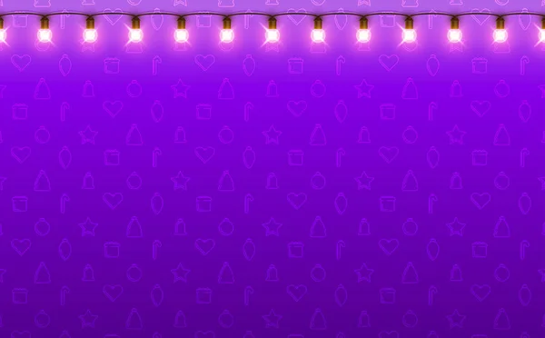 Paarse achtergrond met decoratieve lantaarns voor kerst en nieuw — Stockvector