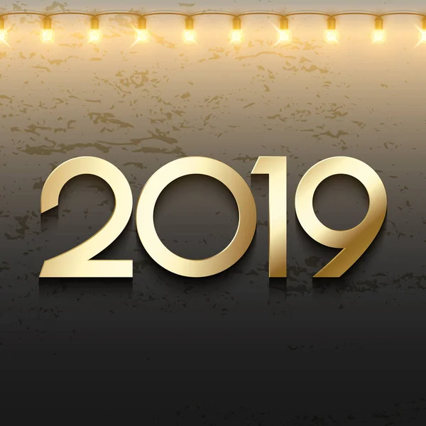 Cartel de Feliz Año Nuevo 2019 con linternas decorativas . — Vector de stock