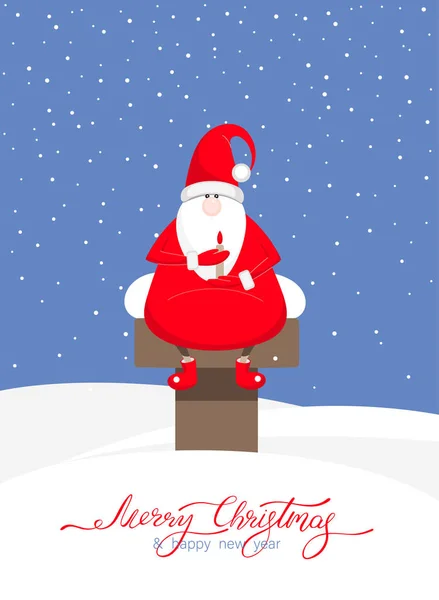 Frohe Weihnachten und ein gutes neues Jahr Karte mit Weihnachtsmann. — Stockvektor