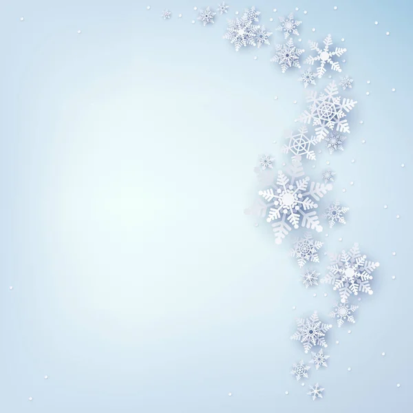 Fundo de inverno com belos flocos de neve. Decoração de Natal —  Vetores de Stock