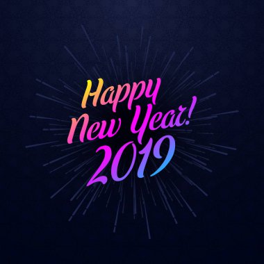 Mutlu yeni yıl 2019 kartı spectrum yazıt ile.