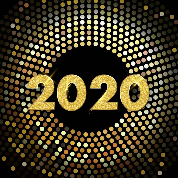 Afiche Festivo Oro Brillante 2020 Año Nuevo Fondo Vectorial — Archivo Imágenes Vectoriales