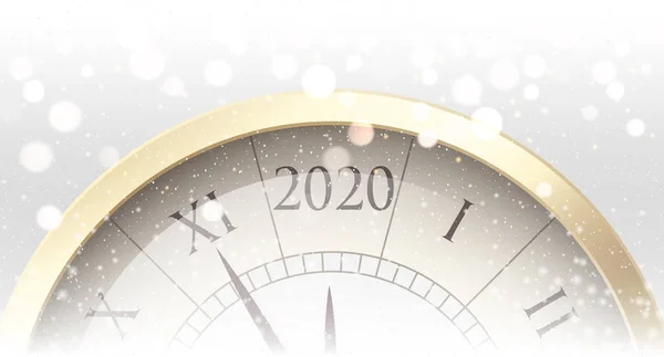 Блискучі щасливого нового року 2020 банер з Золотий годинник. — стоковий вектор