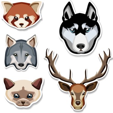 Beyaz izole karikatür hayvanlar etiketi. 