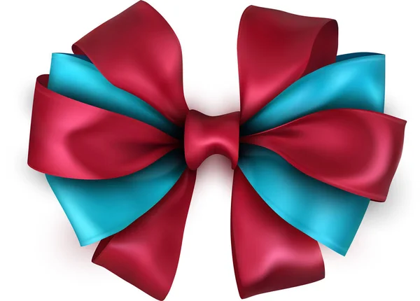 Red and blue satin bow isolated on white. — Stock Vector