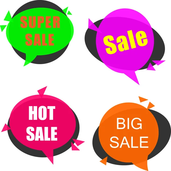 Colorful speech sale labels isolated on white. — Stock Vector