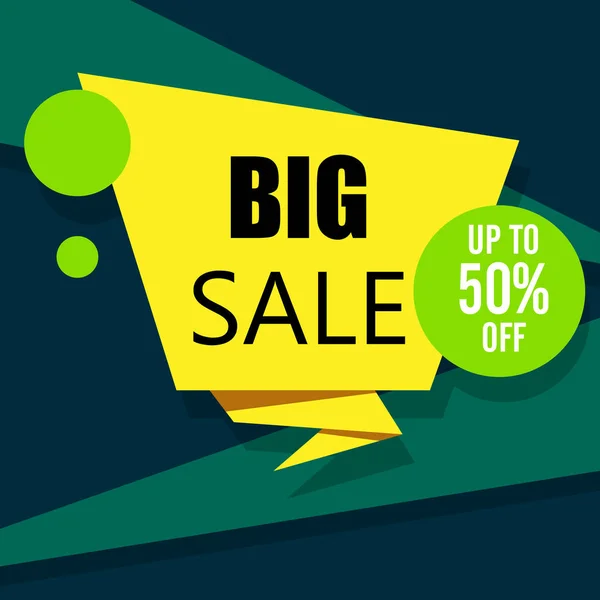 Yellow Green Big Sale Poster Vector Paper Illustration — Stock Vector