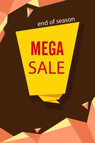 Gula och bruna mega försäljning affisch. — Stock vektor