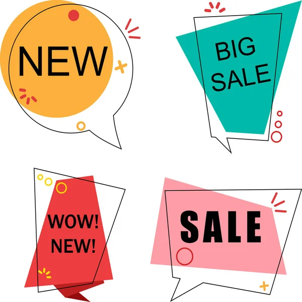 Colorful speech shopping labels isolated on white. — Stock Vector