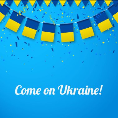Come on Ukraine Background with national flags. clipart