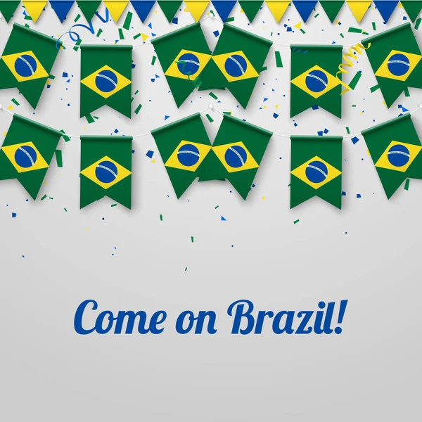 Venez sur Brésil Arrière-plan avec des drapeaux nationaux . — Image vectorielle