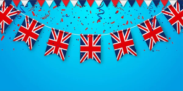 Blue background with british national flags. — Stock Vector
