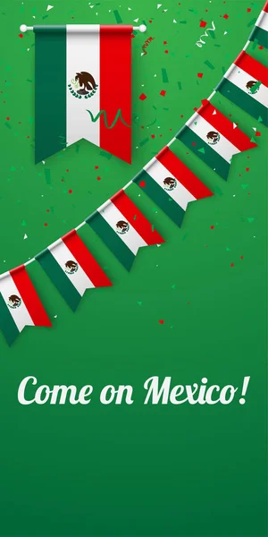 Vamos México Antecedentes con banderas nacionales . — Vector de stock