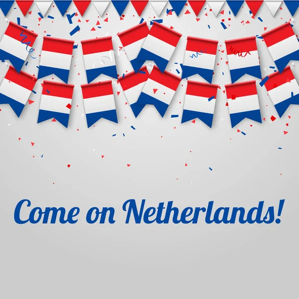 Komma på Nederländerna bakgrund med nationsflaggor. — Stock vektor