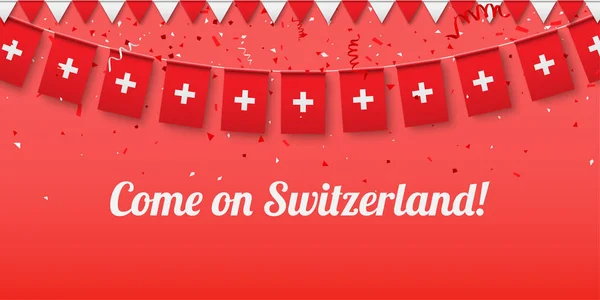 Vamos Suiza Fondo con banderas nacionales . — Vector de stock