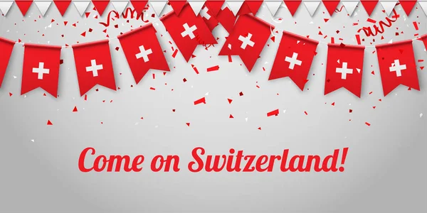 Vamos Suiza Fondo con banderas nacionales . — Vector de stock
