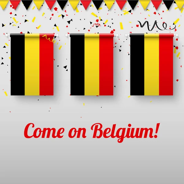 Komma på Belgien bakgrund med nationsflaggor. — Stock vektor