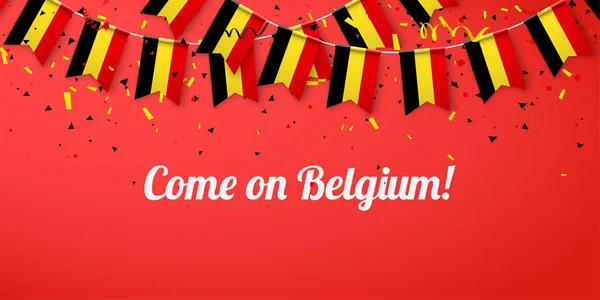 Komma på Belgien bakgrund med nationsflaggor. — Stock vektor