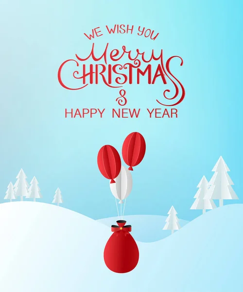 Boldog Karácsonyt és boldog új évet poster papír karácsonyi d — Stock Vector