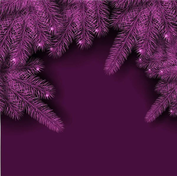 Violett glänzende Weihnachten und Neujahr Plakatvorlage mit Tanne oder — Stockvektor