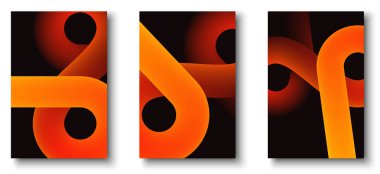 Turuncu siyah arka plan döngüler desen soyut.