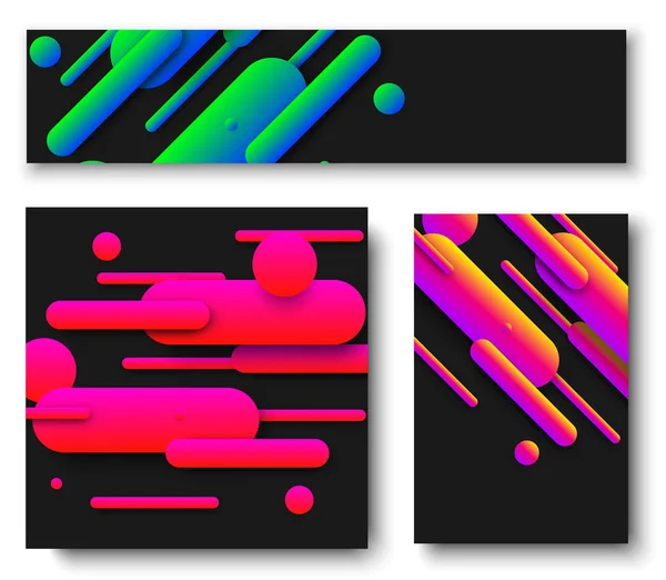 Schwarze Hintergründe mit abstrakten rosa oder grünen Mustern. — Stockvektor