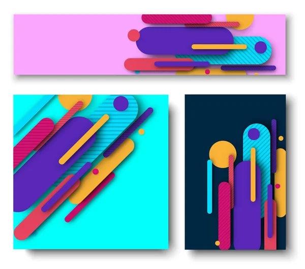 Trois arrière-plans avec motif coloré abstrait lumineux . — Image vectorielle