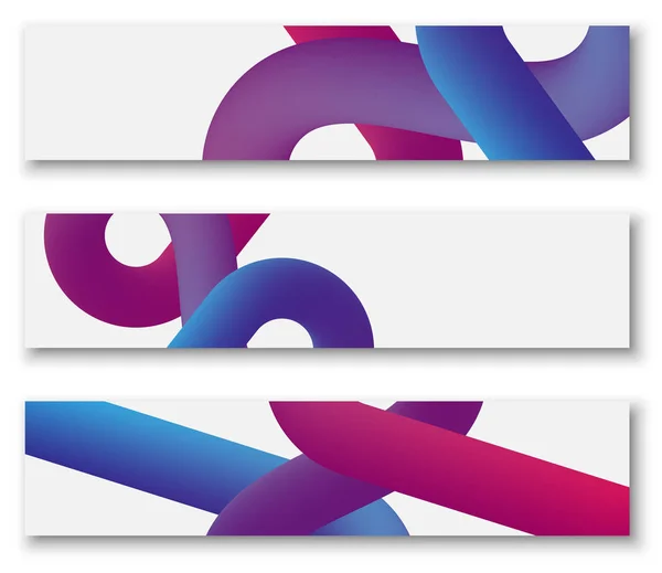 Bílá bannery s abstraktní vzorem fialové a růžové. — Stockový vektor